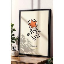 Keith Haring Flower Çerçeveli Tablo- Çiçek - Eklektik Tarz Duvar Dekoru
