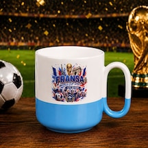 Bk Gift Fransa Taraftar Temalı Dünya Futbol Kupası Tasarımlı Mavi Joyful Kupa Bardak Beyaz