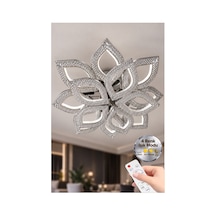 Yonca Model Gümüş Kumandalı 13"lü Ledli 3 Renk Modu Kristal Salon Mutfak Yatak Çocuk Odası Avize