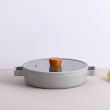 Cam Kapaklı Alüminyum Sahan 22cm Gri Çok Renkli
