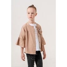 Kız Çocuk Çiçek Gömlekli İkili Kız Takım 3127 Bej Kız Çocuk Çiçek Gömlekli İkili Kız Takım 3127 Bej