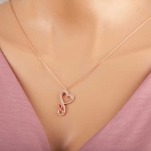 Gumush Gümüş Rose Kalpli Kelebek Kadın Kolye