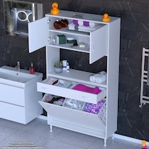 Modilayn Arda 100x173x32,5 Cm 1 Çekmece 3 Göz Sepetli Ve 3 Raf Akıllı Dolap İle Dağınıklığa Son Beyaz
