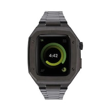 Apple Watch 44mm Uyumlu Metal Petek Kasalı Kordon - Siyah