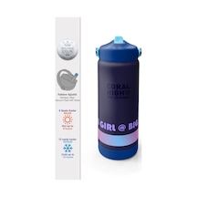 Coral High Koyu Lacivert Desenli Katlanır Ağızlıklı Çelik Termos 650 Ml 38370 Koyu Gri