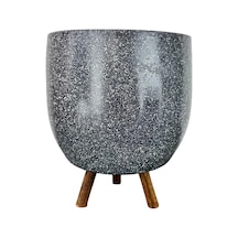 Bitki Tasarımı Ev Dekorasyon Aksesuar Gri Granit Toprak Saksı Saksılık Salon Çiçeklik 3 Ayaklı - 19 Cm Belirtilmemis