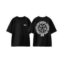 Thewert Hellsing 2 Tasarım Sırt Baskılı Pamuk Siyah Oversize T-shirt