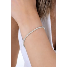 Gümüş Top Zincir Detaylı Burgulu İtalyan Bileklik Barcode Gümüş