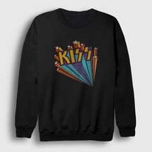 Presmono Unisex Retro Kiss Sweatshirt Siyah