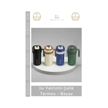 Termos Vakumlu Paslanmaz İzolasyonlu Sızdırmaz Dayanıklı Hediye Modern Şık Çelik Termos Beyaz