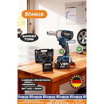 Alman Designe 600 Nm +cırcır 40 Parça Çift Akülü Kömürsüz Akülü Somun Sıkma Sökme Makinesi