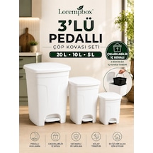 Tr Lorempbox 3'lü Pedallı Çöp Kovası Seti 20 L + 10 L + 5 L Çıkarılabilir İç Kovalı Diğer