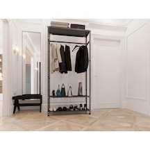 Rafburada® Siyah Metal Portmanto, Gardırop 31x93x200