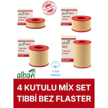 Bez Flaster 4'lü Mix Set, Pamuklu Medikal Sabitleme Bandı Tekli Rulo