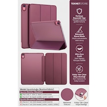 İpad 11. Nesil A16 Ve 10. Nesil 10.9" Uyumlu Kılıf A3355 A2696 Ultra İnce Standlı Kapak Mürdüm Kapaklı Kılıf
