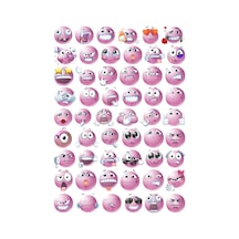 54 Adet Pembe Komik Emoji Sticker Seti - Etiket Seti Scrapbook Bullet Journal