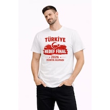 Erkek Türkiye Baskılı Tişört Ay Yıldız 2026 Dünya Kupası Taraftar Forma T-shirt - Beyaz