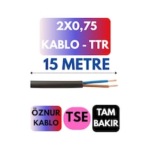 Öznur 2x0,75 Ttr Kablo Metre Seçenekli Siyah - 15 Metre