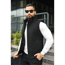 Baselco Gizli Patlı Slim Fit Spor Şık Yelek Siyah