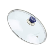Tencere Sahan Tava Cam Kapağı Kapak 16 Cm Lacivert Tutma Tepesi