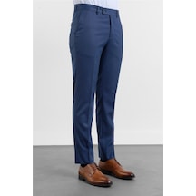 İmza Lacivert - Mavi Yan Cep Kendinden Desenli Comfort Fit Classic Pantolon 1003255177