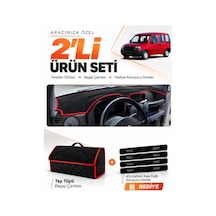 Fıat Doblo 2000-2008 Airbagsiz Küçük Ekran Uyumlu Torpido Örtüsü Tay Tüyü Çanta - Siyah Kırmızı