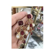 Toprak Tonları Damla Model Küpe Çok Renkli