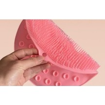 Yuvarlak Vantuzlu Banyo Sırt Kese Matı 26 Cm Açık Kahverengi