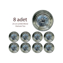 8 Adet 20 Cm Çirtikli Metal Hamam Tası Gümüş