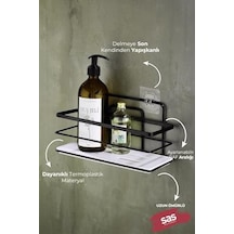 Yapışkanlı Ömür Boyu Paslanmaz Ayarlanabilir Raf Banyo Düzenleyici Şampuanlık Beyaz Siyah Lş-01 Sb Açık Ahşap
