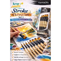 6 Lı Stroke Fırça Seti Set 3 Yan Kesik,düz Kesik,detay Fırçası Akrilik&guaj Uyumlu Profesyonel Set
