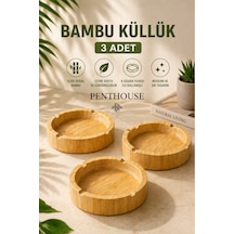 Yuvarlak Doğal Bambu Küllük 4 Yuvalı Dayanıklı Ve Şık Masaüstü Küllük 9,5 Cm