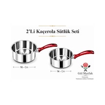 Gül Mutfak 2 Li Sütlük Ve Sosluk 16 Cm 14 Cm - Çok Amaçlı Yumurta Haşlama Ve Sos Tenceresi - Paslanmaz Çelik