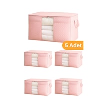 Serstil 5 Adet - Pencereli Yastık Yorgan Hurcu 75 X 40 X 40 Cm - Pembe Benekli