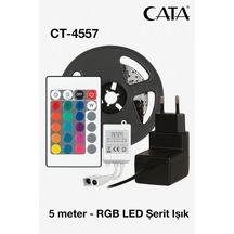 Cata Ct-4557 Rgb Led Şerit Işık Seti, 5 Metre, Uzaktan Kumandalı, Çok Renkli, Güç Adaptörü Dahil Diğer