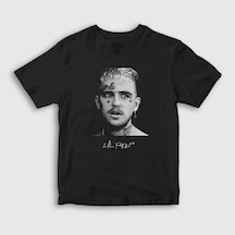 Presmono Unisex Çocuk Portrait Lil Peep T-shirt Siyah