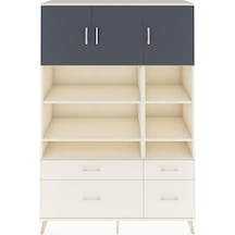 Hyperion Dolap 10 Raflı 4 Çekmeceli 3 Kapaklı 132x44x195 Aytaşı-antrasit/aytaşı Antrasıt/aytası
