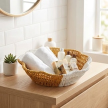 Tr Çiçek Model Çift Renkli Plastik Rattan Ekmek Ve Meyve Sepeti - Çok Amaçlı Banyo Ve Mutfak Düzenleyici - Yıkan Diğer