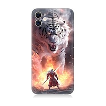Apple Uyumlu iPhone 12 Beyaz Kaplan Ve Samuray Desenli Silikon Kılıf