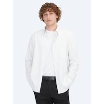 Kip Beyaz Regular Fit Dokuma Casual Pamuk Karışımlı Gömlek Beyaz
