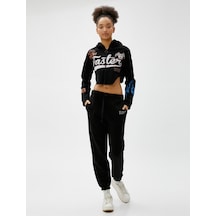 Koton Jogger Eşofman Altı Beli Bağcıklı Cep Detaylı Nakışlı Siyah 4wal40038ık 4WAL40038IK999 Siyah