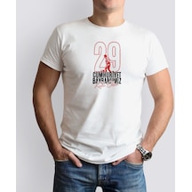 Bk Gift 29 Ekim Tasarımlı Erkek Beyaz T-shirt-5 Trend Tişört Çok Renkli