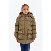 Benitto Kids Kız Çocuk Kalın Kışlık Kapüşonlu Kaban 51349 Camel