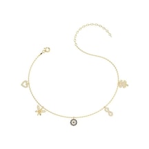 İndigo Takı Nazarlı Şans Altın Kaplama Gümüş Halhal Çok Renkli