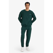 Defacto Boxy Fit 2li Takım Bisiklet Yaka Baskılı Sweatshirt Eşofman Altı F9623ax25augn919 Yeşil-gn919