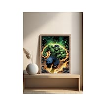 Hulk Doğal Ahşap Çerçeveli Tek Parça Dekoratif Tablo Çok Renkli - 844487482 Çok Renkli