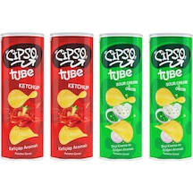 Cipso Tube Ketçap Aromalı Ve Ekşi Kremalı Cips 160 Gr 4 Lü Karma Paket