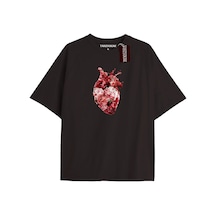Adrift Unisex Erkek/kadın Kalp Kaburga T-shirt Siyah Kod 52 Siyah