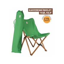 Bag The Joy Ahşap Kahverengi İskelet - Yeşil Kılıf Sandalye Yeşil