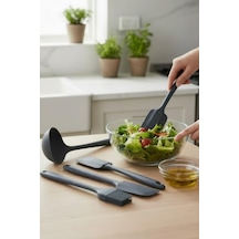5 Parça Silikon Servis Takımı Küçük Boy 21 Cm Gri